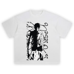 Ajin Kei Nagai Shadow Spirit T Shirt featuring black-and-white split artwork of Kei Nagai and his Ajin ghost