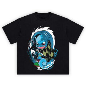 Squirtle Water Hashira T Shirt featuring Squirtle in Demon Slayer Tanjiro outfit with water katana