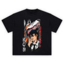 Kishibe & Kon Devil Contract T Shirt with intense graphic of Kon and Kishibe from Chainsaw Man