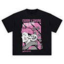 Itadori x Sukuna shirt featuring Yuji profile, pink panels, speech bubble, and Japanese text