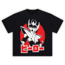 Retro Hero Armor shirt featuring winged-helm anime hero with red circle and “ヒーロー” text