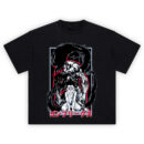 Gon Freecss shirt with crouched Gon and looming shadow beast in manga style