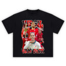 Virgil van Dijk shirt with red collage, trophy lift, and bold “VIRGIL VAN DIJK” text