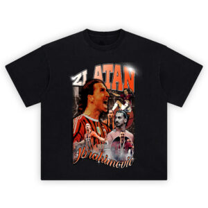 Zlatan Ibrahimovic collage shirt with bold ZLATAN title, stadium, and multiple portraits
