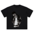 NBA YoungBoy Monochrome Live Performance T Shirt with grayscale graphic of YoungBoy rapping