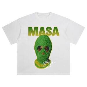NBA YoungBoy MASA Tour Green Mask T Shirt with bold yellow-green MASA lettering and signature