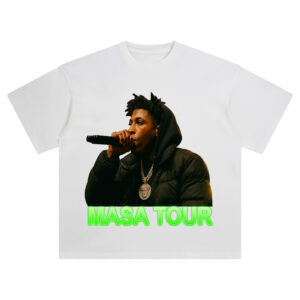 NBA YoungBoy Masa Tour T Shirt featuring YoungBoy performing with neon green tour text
