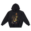 Michael Jackson Big Face Hoodie graphic showing Michael Jackson wearing a yellow Los Angeles Lakers 32 jersey under a brown jacket with a “Michael Jackson” signature detail on a black hoodie.