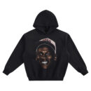 Michael Jordan Big Face Hoodie with smiling portrait wearing a USA cap on black