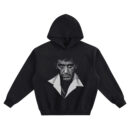Scarface Big Face Hoodie with Tony Montana black-and-white portrait graphic on black hoodie