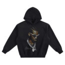 Shai Gilgeous-Alexander Braids Shades Big Face Hoodie graphic showing a three-quarter portrait with braided hair, white-frame sunglasses, stud earring, layered chains with pendant, and signature detail on a black hoodie.