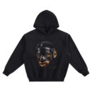 LeBron Mask Big Face Hoodie graphic showing a close-up portrait with a dark face mask, NBA logo headband, visible beard detail, and gold signature mark on a black hoodie.