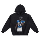 Jimmy Smith Jaguars 82 Hoodie graphic showing a full-body football action pose in a teal Jacksonville Jaguars #82 jersey with black helmet and white pants on a black hoodie.