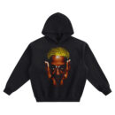 Dennis Rodman Big Face Hoodie graphic showing an intense close-up portrait of Dennis Rodman with blond hair and hands framing his eyes on a black hoodie.