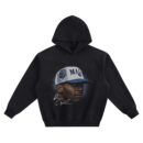 Penny Hardaway Big Face Hoodie graphic showing a side-profile close-up portrait of Penny Hardaway in a white-and-blue “MAGIC” cap with a large white signature on a black hoodie.