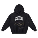 LeBron James Big Face Hoodie graphic showing a close-up portrait of LeBron James wearing dark shades and a white USA Basketball cap with a signature-style mark on a black hoodie.
