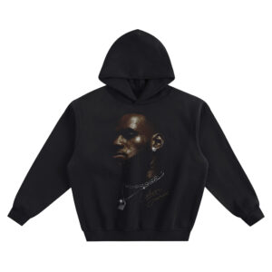 LeBron James Big Face Signature Hoodie graphic showing a side-profile portrait of LeBron James with a stud earring, layered chain necklaces with pendant, and gold “LeBron James” signature on a black hoodie.es Big Face Hoodie graphic showing a side-profile portrait of LeBron James with a stud earring, layered chain necklaces with pendant, and gold “LeBron James” signature on a black hoodie.
