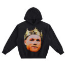 Canelo Alvarez Big Face Hoodie graphic showing a close-up portrait of Canelo Alvarez wearing a gold crown that reads KING on a black hoodie.