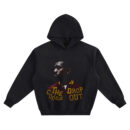 Kanye West Big Face Hoodie graphic showing a shadowed side-profile portrait of Kanye West wearing a maroon varsity jacket with “THE COLLEGE” and “DROP OUT” lettering.