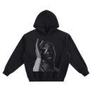 Shai Gilgeous-Alexander Big Face Hoodie graphic showing a black-and-white close-up portrait with an “OK” hand circle over one eye and “Shai Gilgeous Alexander” signature on a black hoodie.