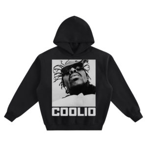 Coolio Sunglasses Big Face Graphic Hoodie featuring a low-angle close-up portrait and bold name lettering