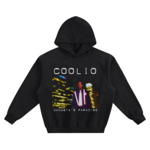 Coolio Gangsta’s Paradise Graphic Hoodie with a city portrait of Coolio and the song title
