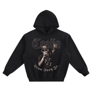 Coolio Leon Ivey Jr. Performance Graphic Hoodie featuring a microphone portrait and gothic-style lettering