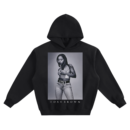 Foxy Brown Studio Portrait Graphic Hoodie featuring a framed portrait with her name printed below.