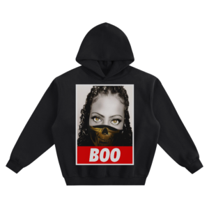 Gangsta Boo Big Face Mask Portrait Graphic Hoodie with a close-up portrait and “BOO” name bar
