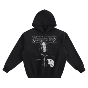 Gangsta Boo Varsity Portrait Graphic Hoodie with a letterman jacket and signature details