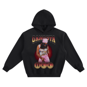 Gangsta Boo Stacked Name Graphic Hoodie with a centered portrait between the name lettering
